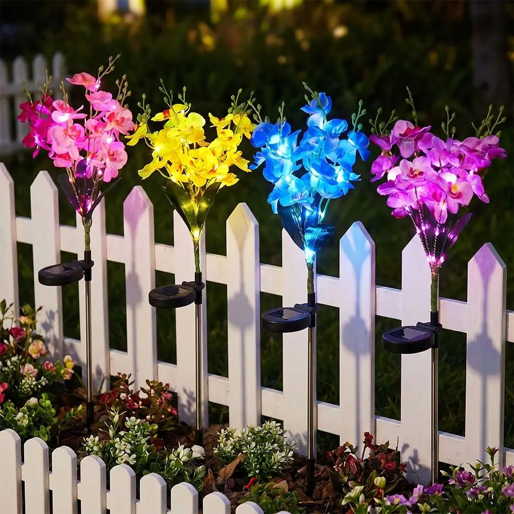 Waterproof Solar Butterfly Flower Lamp Stake Light Weather Resistant Solar Garden Lamp Simulation Orchid Butterfly Design
