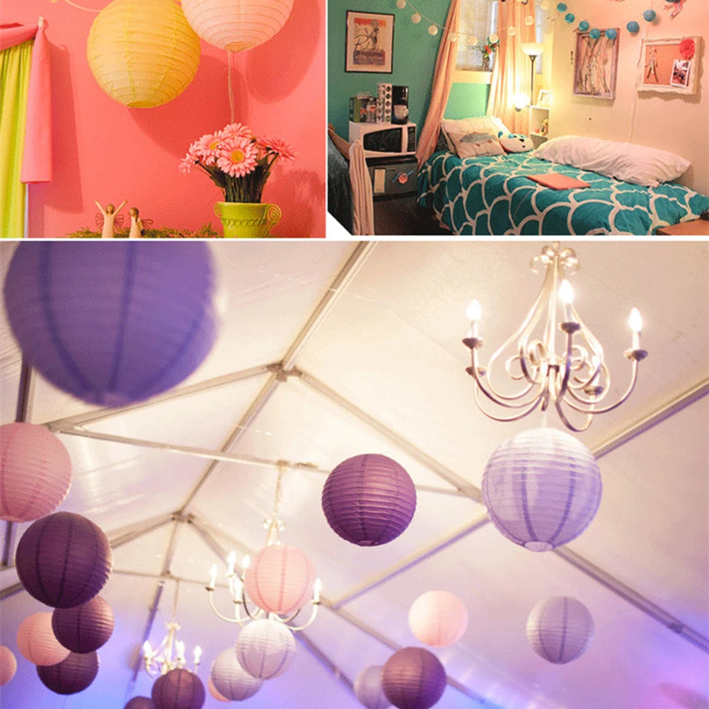 

12 Pcs Round Paper Lantern Lanterns Decoration Foldable for Hanging Decorative Decorate