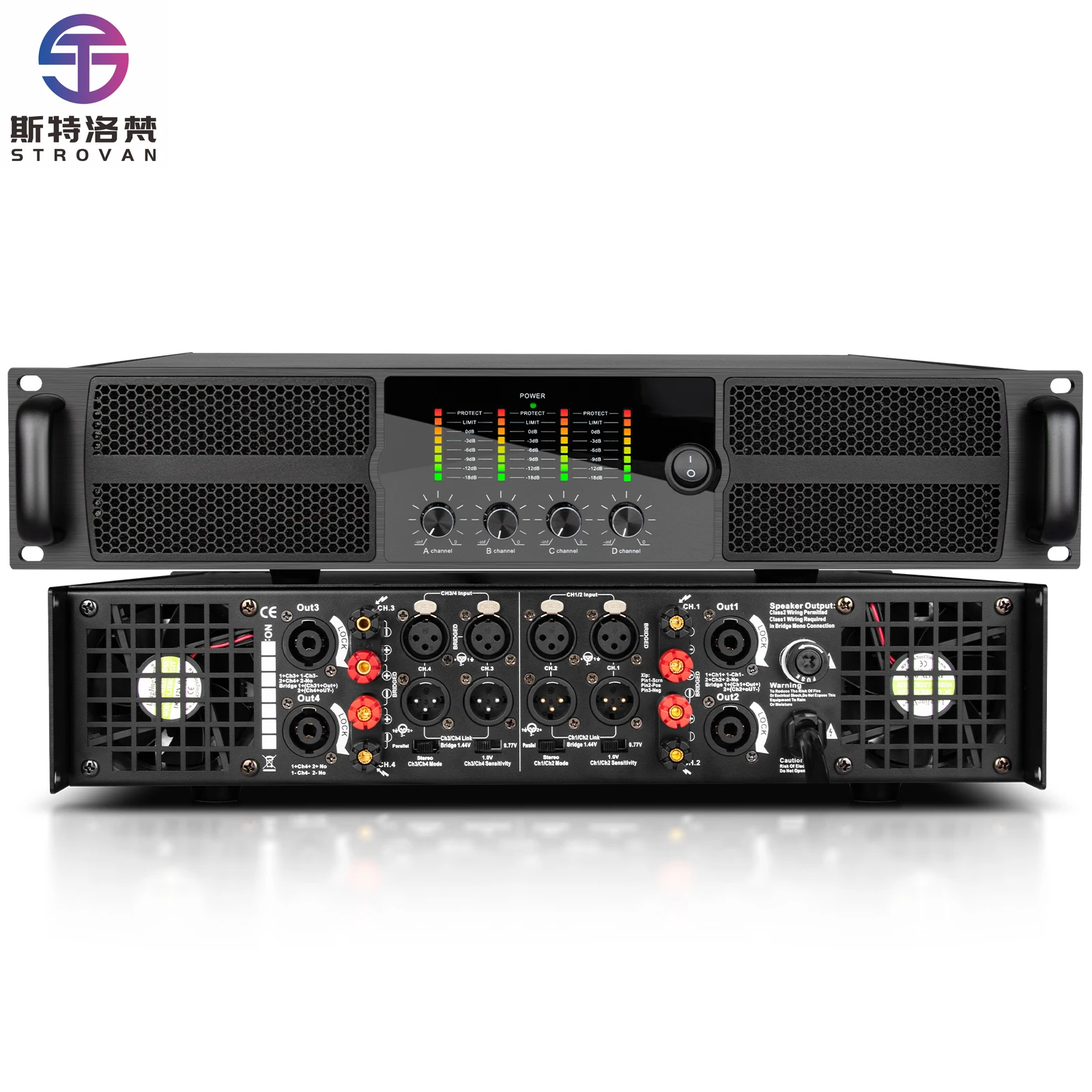 GM12 Professional Sound System 4 Channel Power Amplifier 800W*4 for Concerts Sound Stage Performance