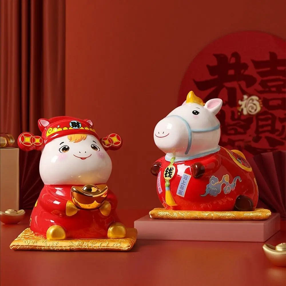 

Ceramic Material Ceramic Horse Ornaments Zodiac Theme Figurine Style Piggy Bank Horse Design Piggy Bank Function Zodiac Figurine
