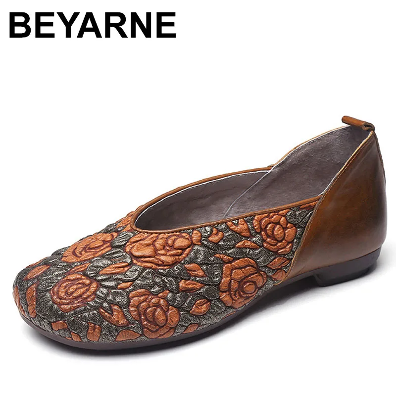 

1.5cm Ethnic Women Flats New Design Summer Autumn Genuine Leather Loafers Outdoor Elegant Women's Shoes Big Size 41