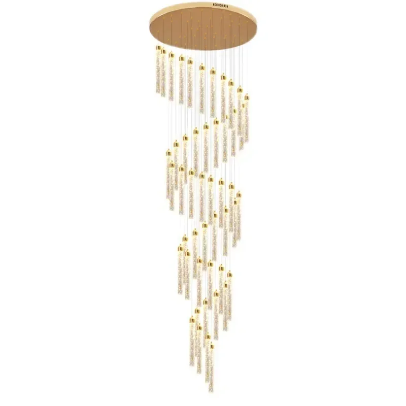 Revolving staircase chandelier Modern light luxury villa Duplex floor long chandelier Simple