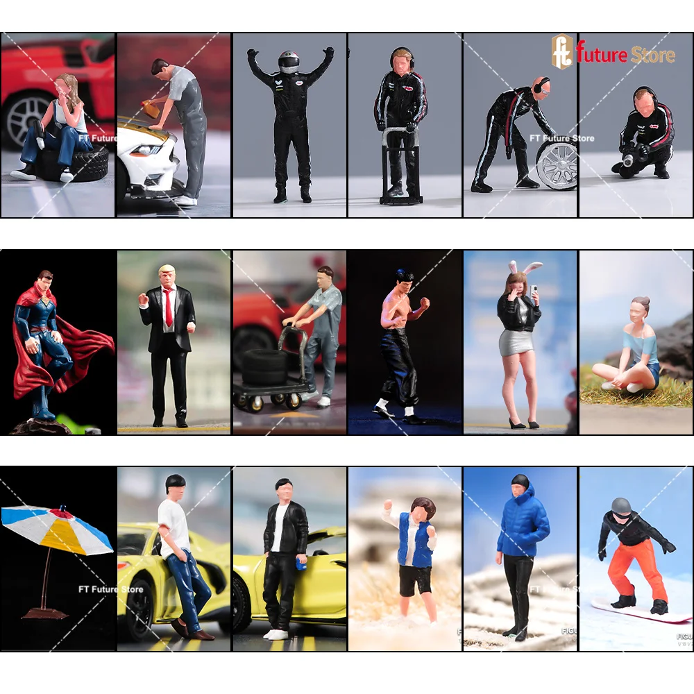 DIY 블라인드 박스 5/10개/세트 1/64 1/87 1/43 페인팅 미니어처 피규어 남성 여성 미니 인형 장면 소품 모델 자동차 장식용