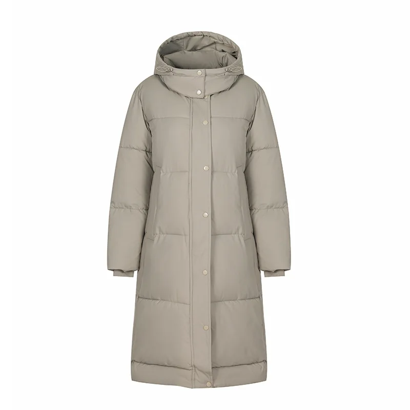 Parka longue à capuche avec poignées amovibles pour femme, manteau rembourré, vêtements de neige chauds, col en fourrure épais, poches zippées, hiver, nouveau, 2024