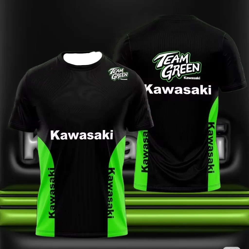 가와사키 여름 야외 스포츠 인기 있는 빠른 건조 통기성 오토바이 티셔츠 얇은 오토바이 스포츠 편안한 티셔츠