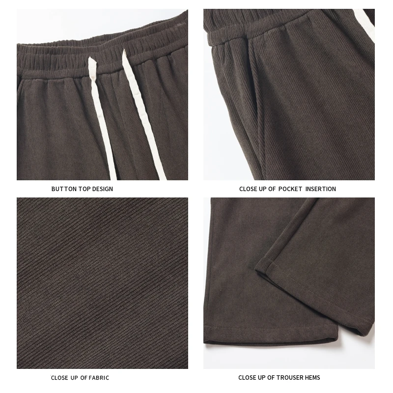 بنطال رياضي شتوي مبطن بالمخمل للرجال بلون سادة وفضفاض من الصوف السميك، بنطلون رياضي دافئ