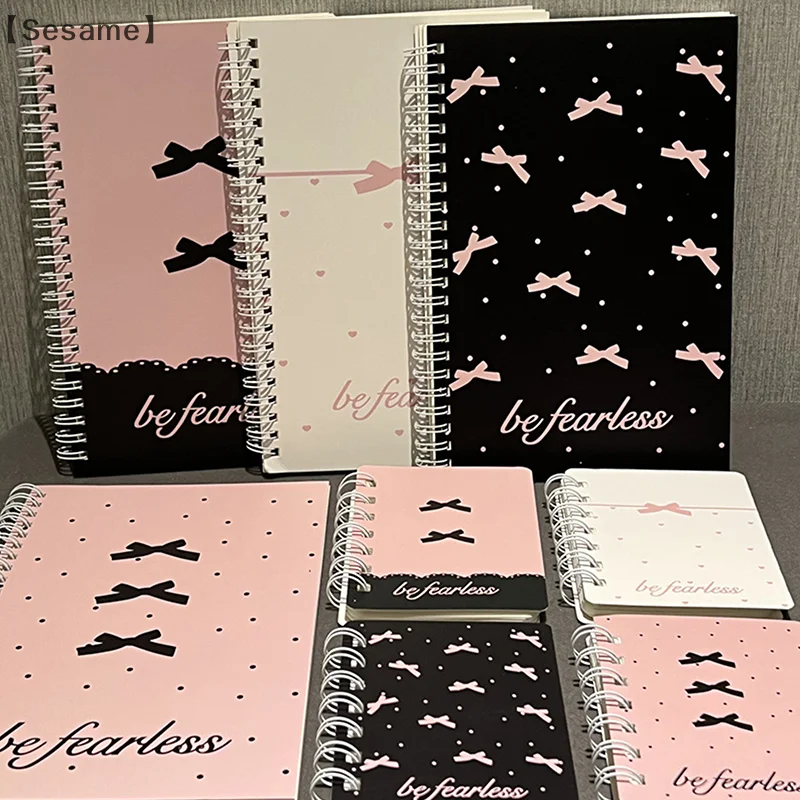 Pink Bow A5 Coil Notebook Diary Sketchbook Cute Capybara Notepad Diary Mini Portable Learning Stationery Supplies