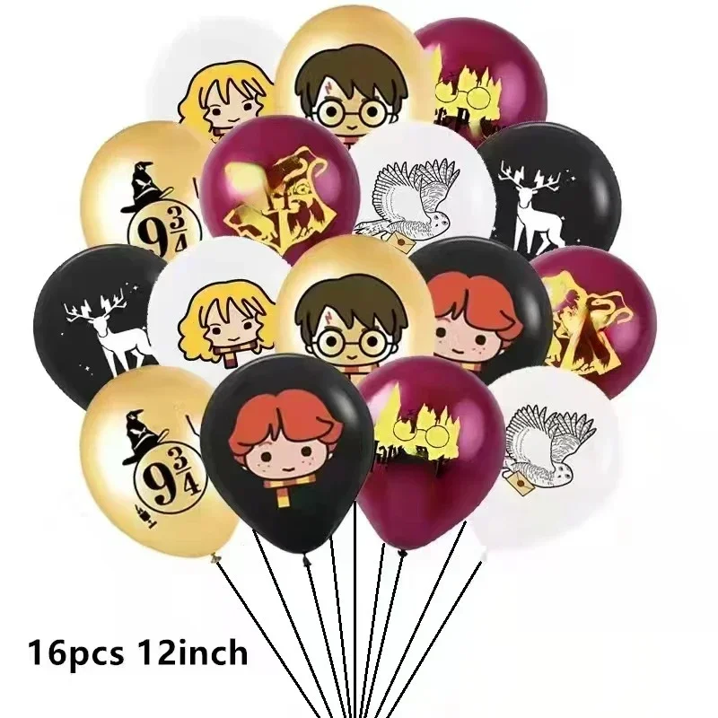 Cute Anime Hogwarts Balloons Harried Happy Birthday Party Cake Stick Decoration Magic School Potters Children Balloon Toys Gifts