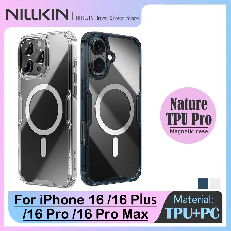 

Nillkin Magnetic Cases for 16/16 Pro/16 Plus/16 Pro Max, Transparent MagSafe Cover, Water-Resistant, Washable, Dustproof Shell