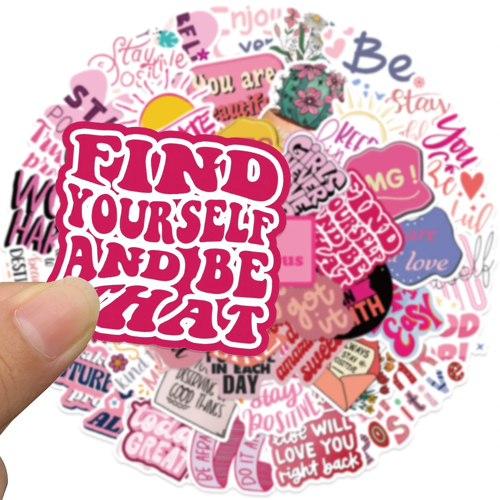 50pcs Pink Inspirational Phras - Sticker Luggage Decorative 评论和价格