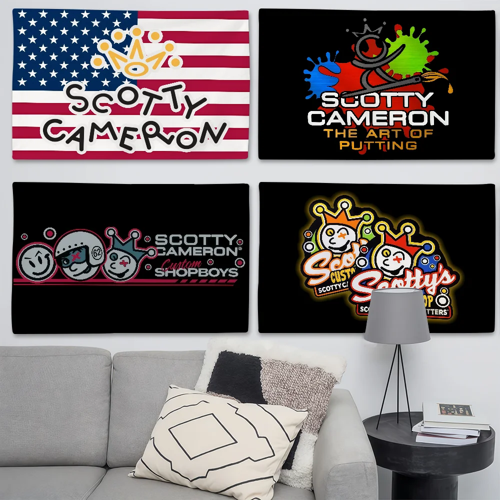 Bandera con estampado de moda S-Scotty C-Cameron, adecuada para fiestas de cumpleaños, sala de estar, dormitorio y decoraciones para acampar al aire libre