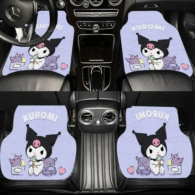 Kawaii Sanrio Car Floor Mat Kuromi Cartoon High-End Car Interior Anti-Dirty Protection Pad Cute Car Decoration Accessories