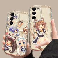 Cartoon Nekopara Cover For S21 S23 S24 Ultra Plus FE A55 A35 A25 A05S A54 A53 A52 A33 A32 Wave Oil Phone Case