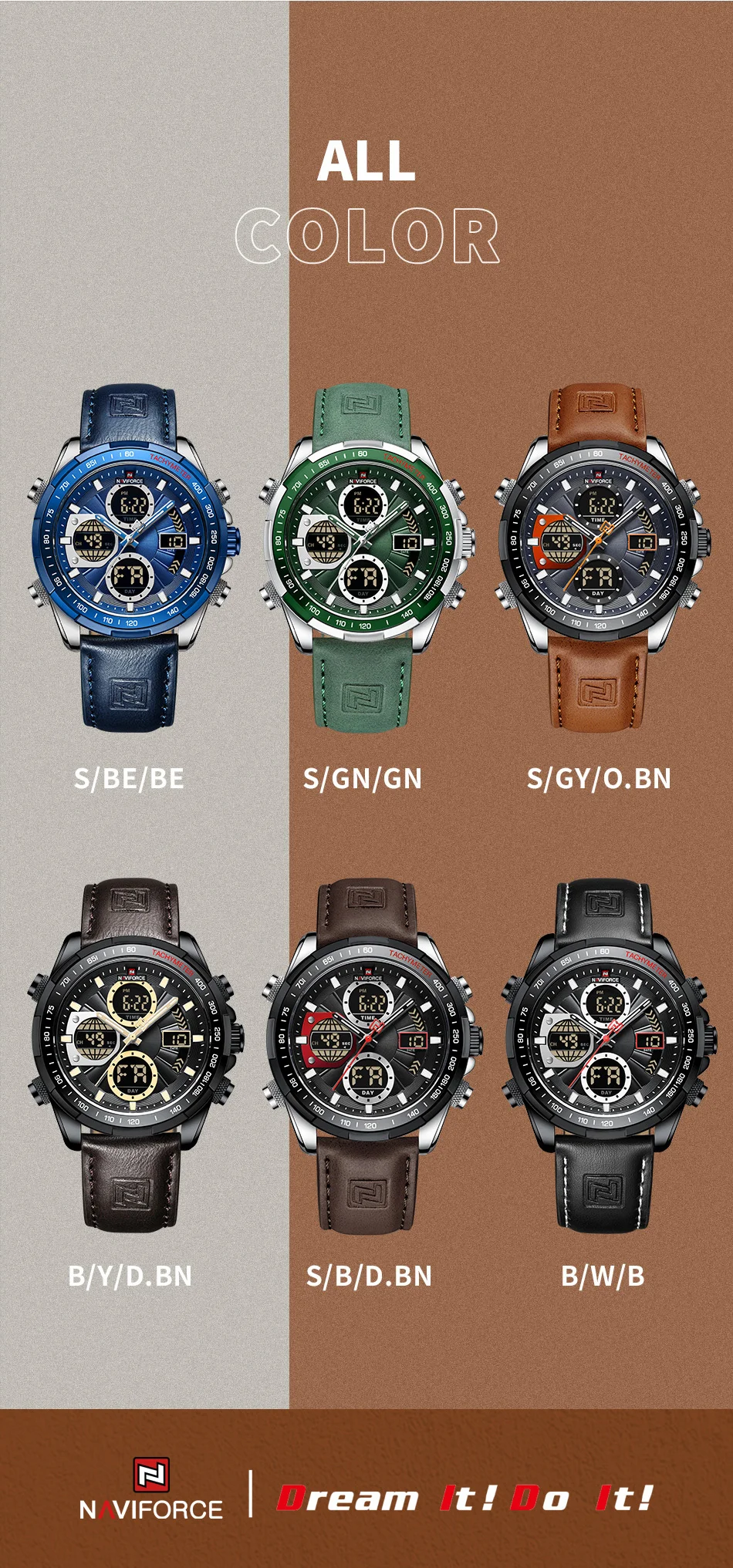 NAVIFORCE Military Watches for Men Luxury Sport Chronograph Alarm WristWatch Waterproof Quartz Big Clock Digital Male Watch