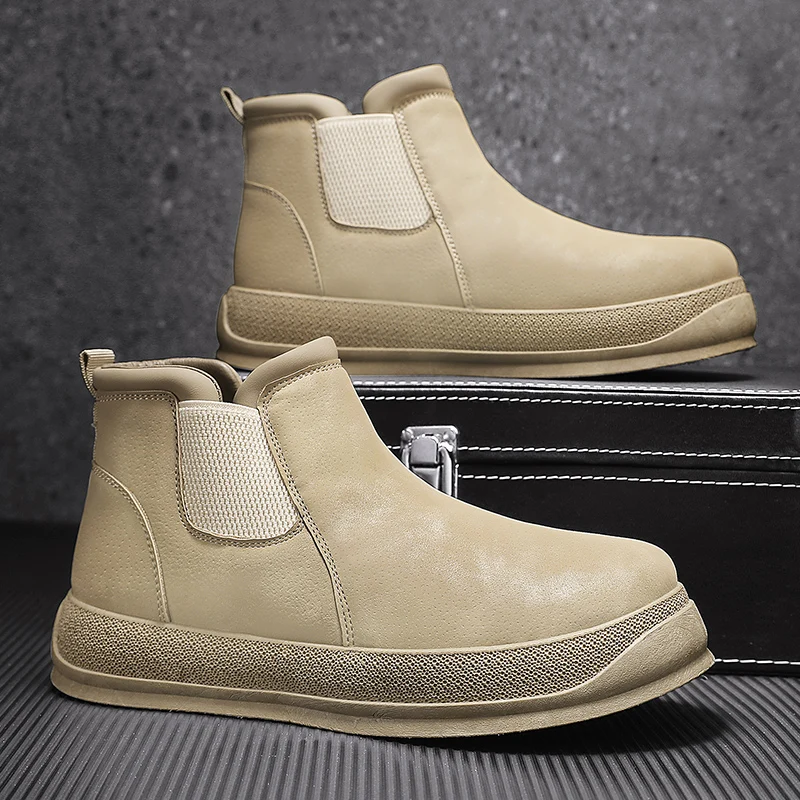 

Autumn and winter high top work shoes men's thick soled sports and leisure shoes board shoes lightweight anti slip outdoor boots