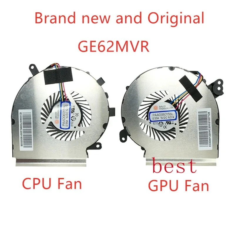 

NEW COOLING CPU GPU COOLING FAN COOLER FOR MSI GE62MVR GE72MVR 7RG AAVID THERMALLOY PAAD06015SL 0.55A 5VDC -N374 N376 4PIN