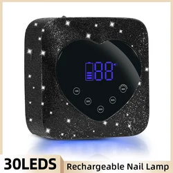 30LEDS UV LED Nail Lamp Rechargeable Fast Drying Sparkly Nail Dryer Wireless Manicure Lamp For Curing All Gel Nail Polish