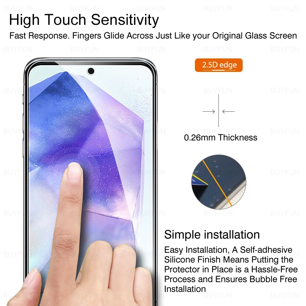 6in1 Clear Screen Protector For Samsung Galaxy A55 5G Camera Lens Film For Samsung Galaxy A 55 a55 Galaxya55 Tempered Glass Film