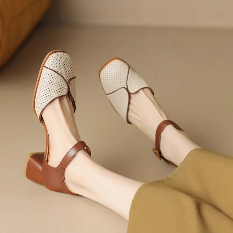 Woman Shoes for Office Work Sandals Women Heeled Sabot Half Pumps Closed High Heels Luxury 2024 Korea Trending Sales Trend Daily