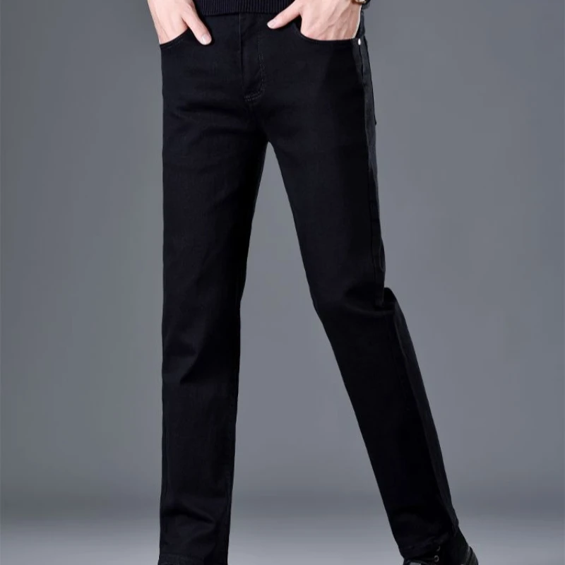 Новые бестселлеры, универсальные, удобные, флисовые модные и модные черные мужские джинсы, мужские джинсы, мужские брюки
