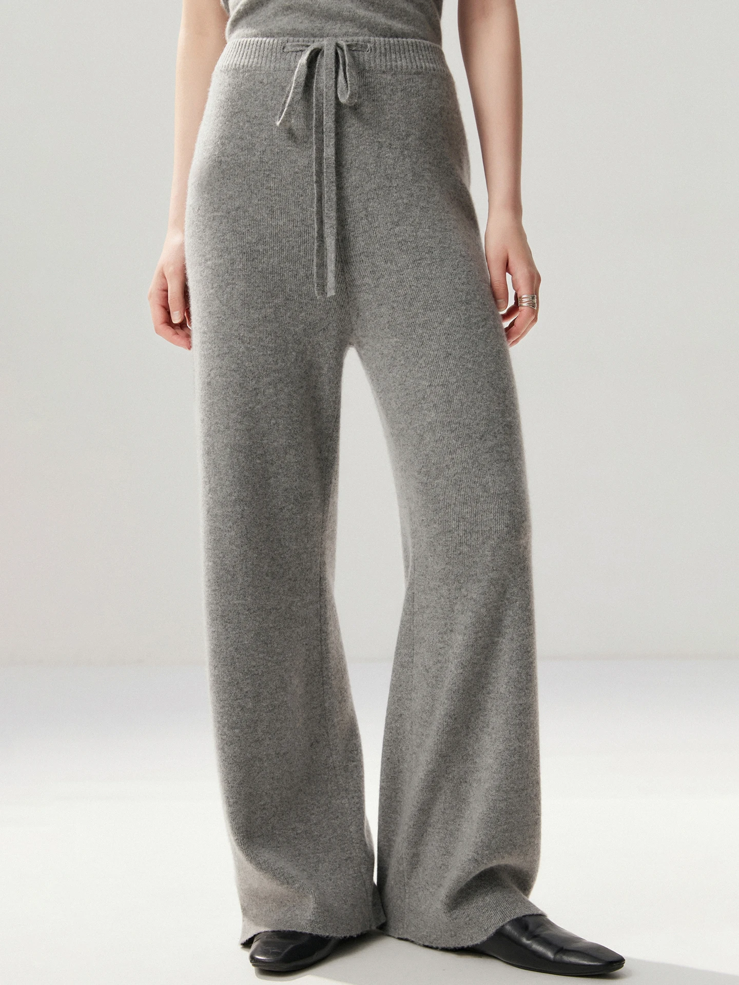 Light Luxury Women's 100% Pure Cashmere Pants Autumn Winter Soft Knitwear Full Length Lady Clothing Bottom Flat Elegant Trousers