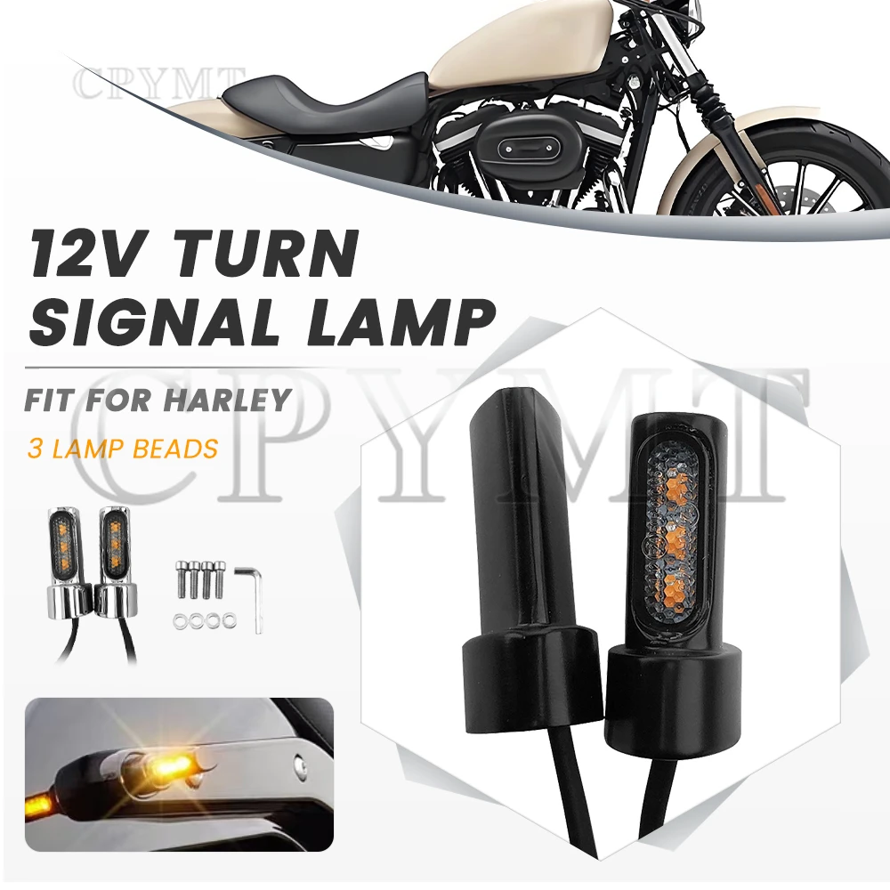 

12V Motorcycle Rear Turn Signal Amber LED Blinker Light Mini Indicators Lamp fit for Harley Softail Sportster