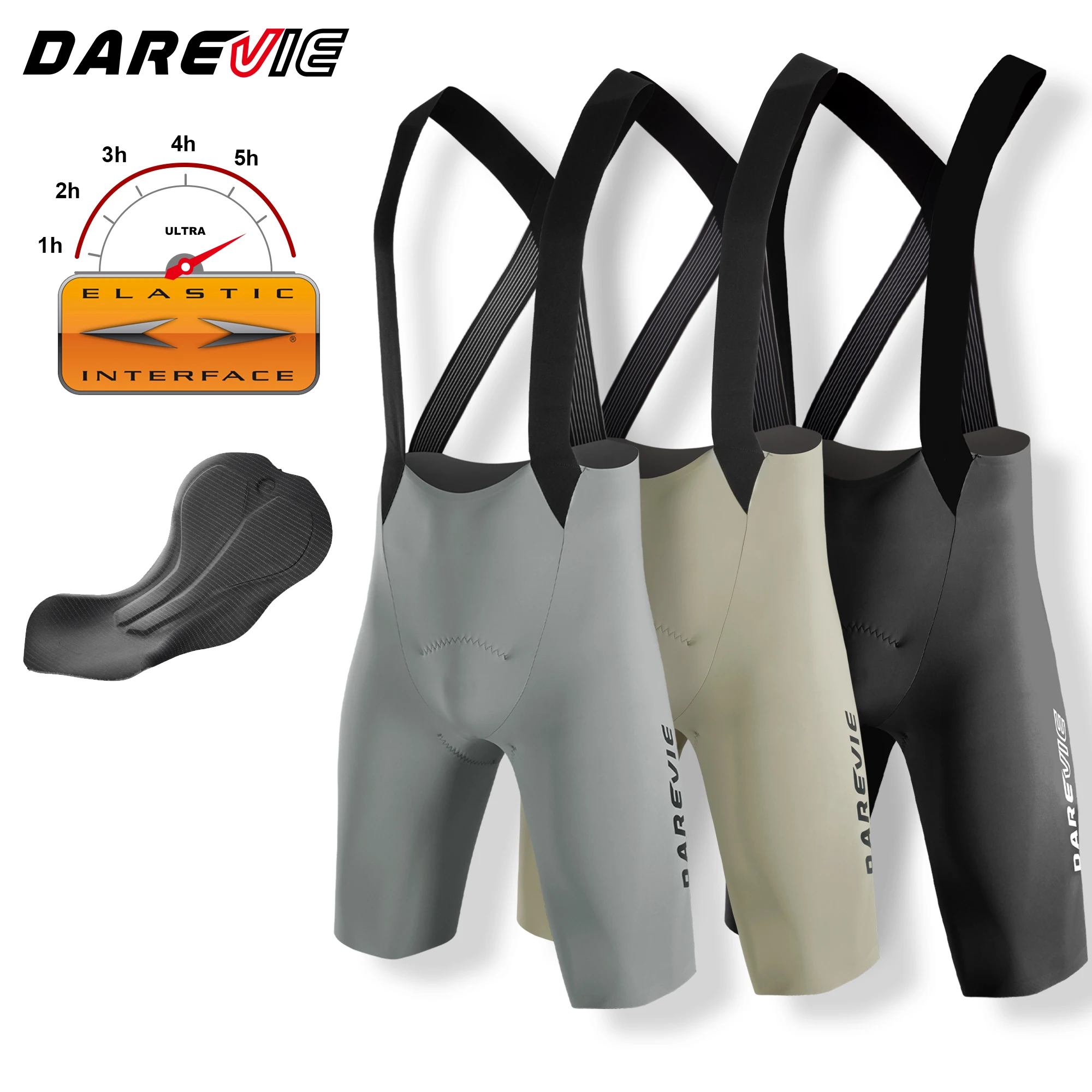 Image of DAREVIE Herren-Radlerhose Nahtlos 5.0 Italien ELASTIC-INTERFACE ® Radlerhose mit Polsterung Kompressions-Shorts Rutschfeste Herrenshorts