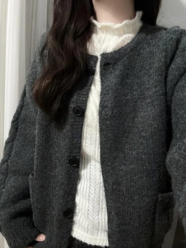 Koreanische Frühen Herbst Neue Sle Gestrickte Pullover Strickjacke frauen Kleine Fraance Lange Sve Top Pendeln Sle Regelmäßige Dünne