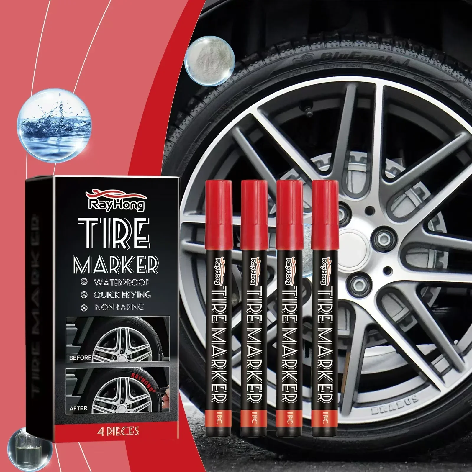 Hot selling  Car tire marker pen creative graffiti design cool car household quick drying marker pen