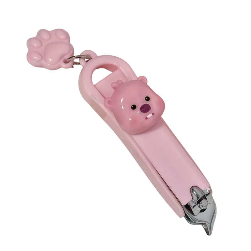 Cartoon beaver Loopy slanted nail clipper girls multifunctional portable stainless steel nail clipper backpack pendant keychain