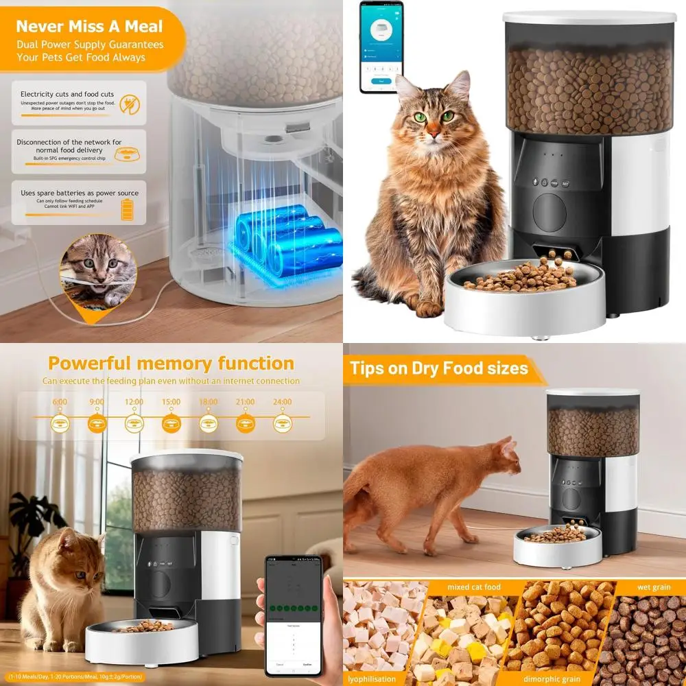 

Умная кормушка для домашних животных объемом 3 л с Wi-Fi, управлением через приложение, распределительным таймером, 10 еды/день, диктофон