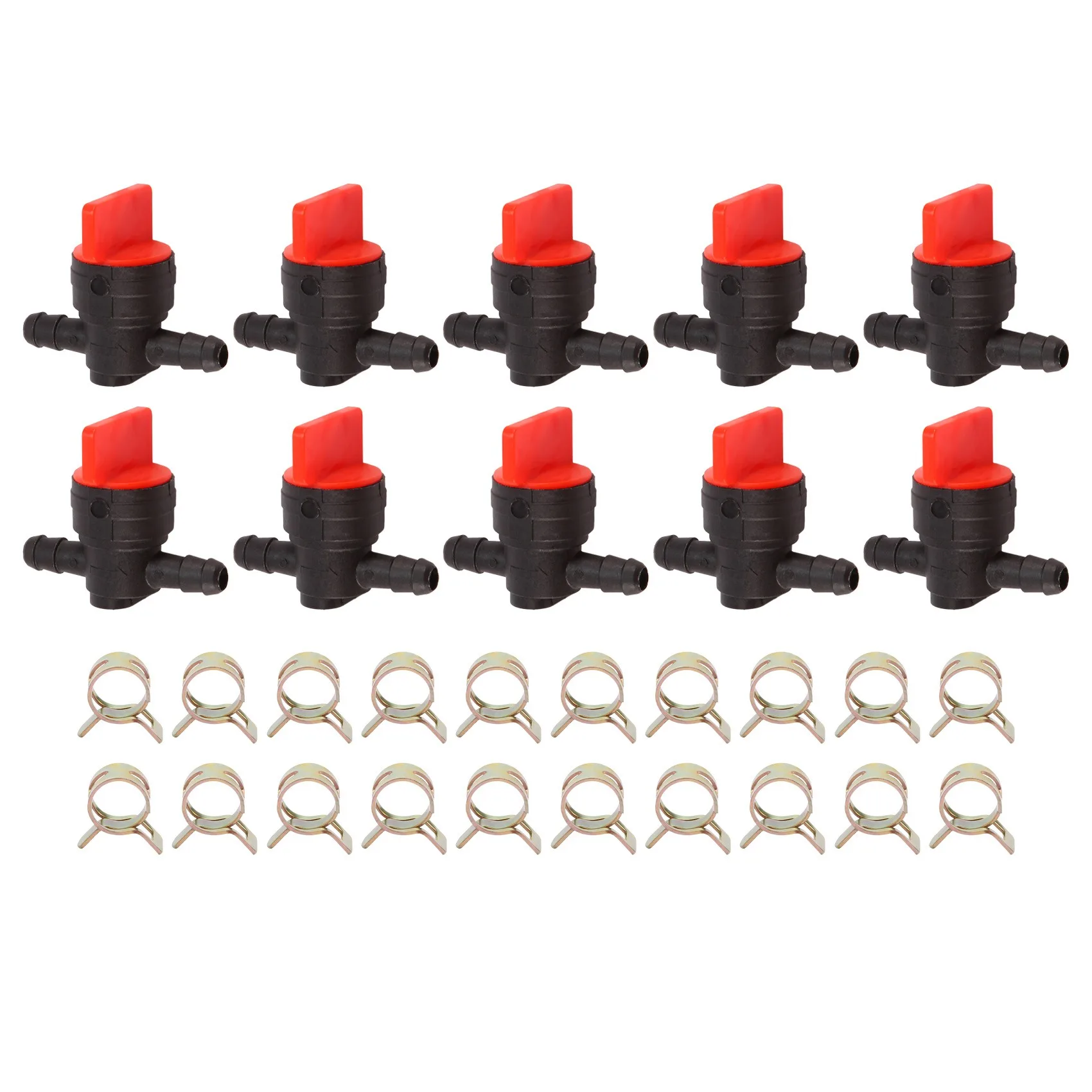 10PCS 494768 698183 Fuel Shut Off Valve with Clamp for 1/4 inch Fuel Line Briggs & Stratton Murray Toro Lawn Tractor