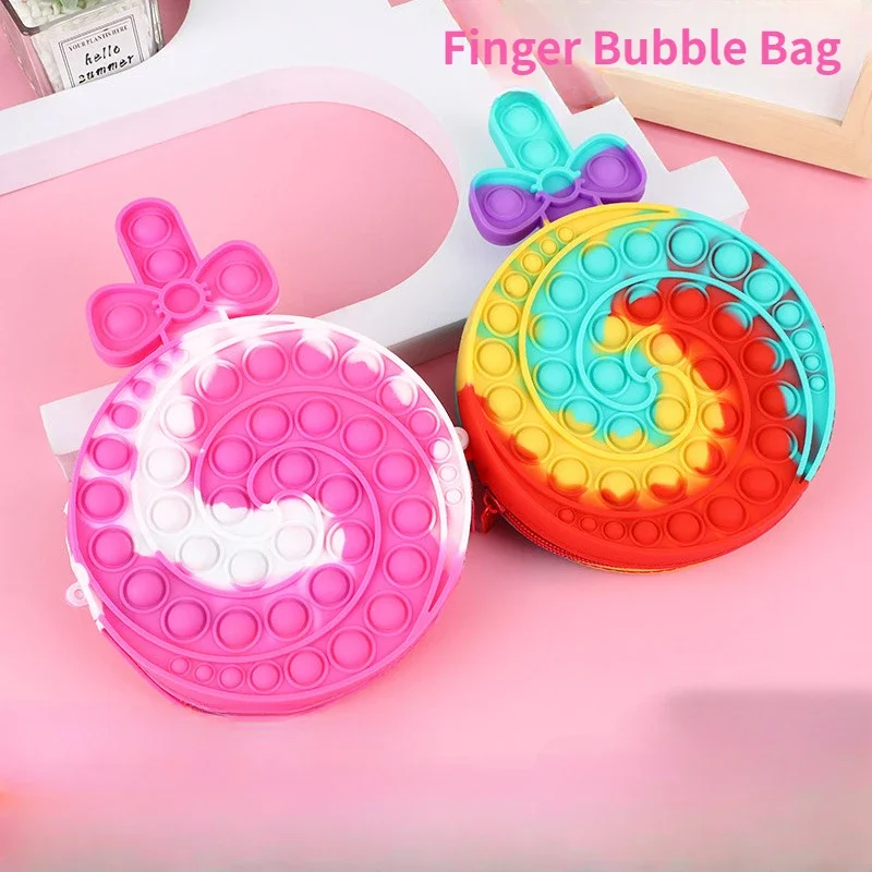 

Cross Border New Style Relieving Stress and Soothing Emotions Finger Bubble Squeezing Le Silicone Oblique Straddle Bag Key Bag