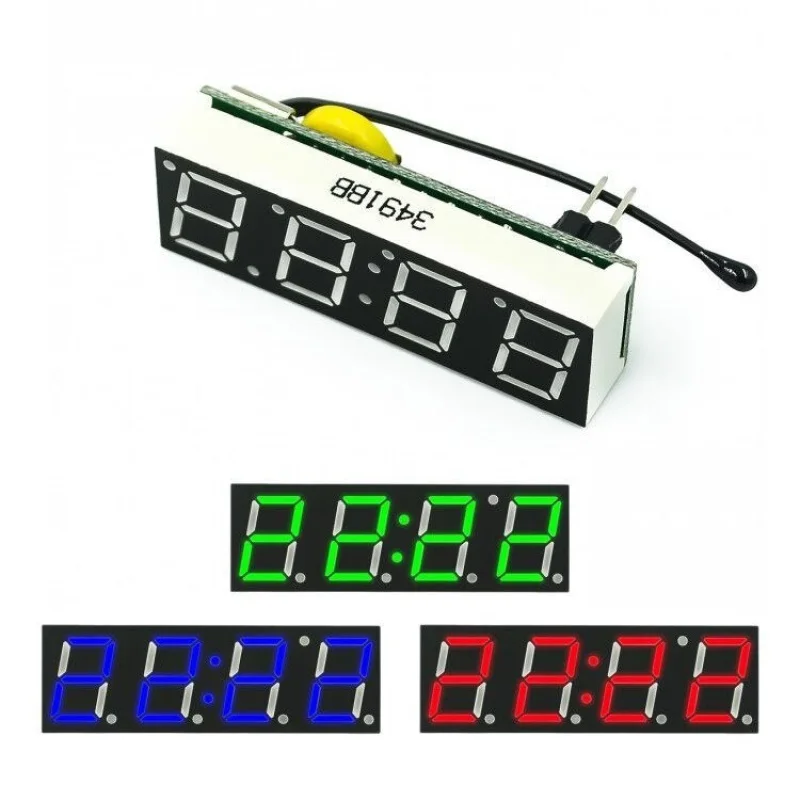 3 in 1 Digital Clock LED DS1302SN RX8025T, Red, Blue, Green, Temperature Voltage Module, Time Thermometer, DC 5V-30V Voltmeter P