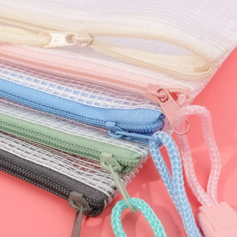 Impermeável Mesh Zipper Pouch, saco de documentos, pastas de arquivo, escola e material de escritório, lápis, brinquedos sacos de armazenamento, A4, 1Pc, 5 Pcs