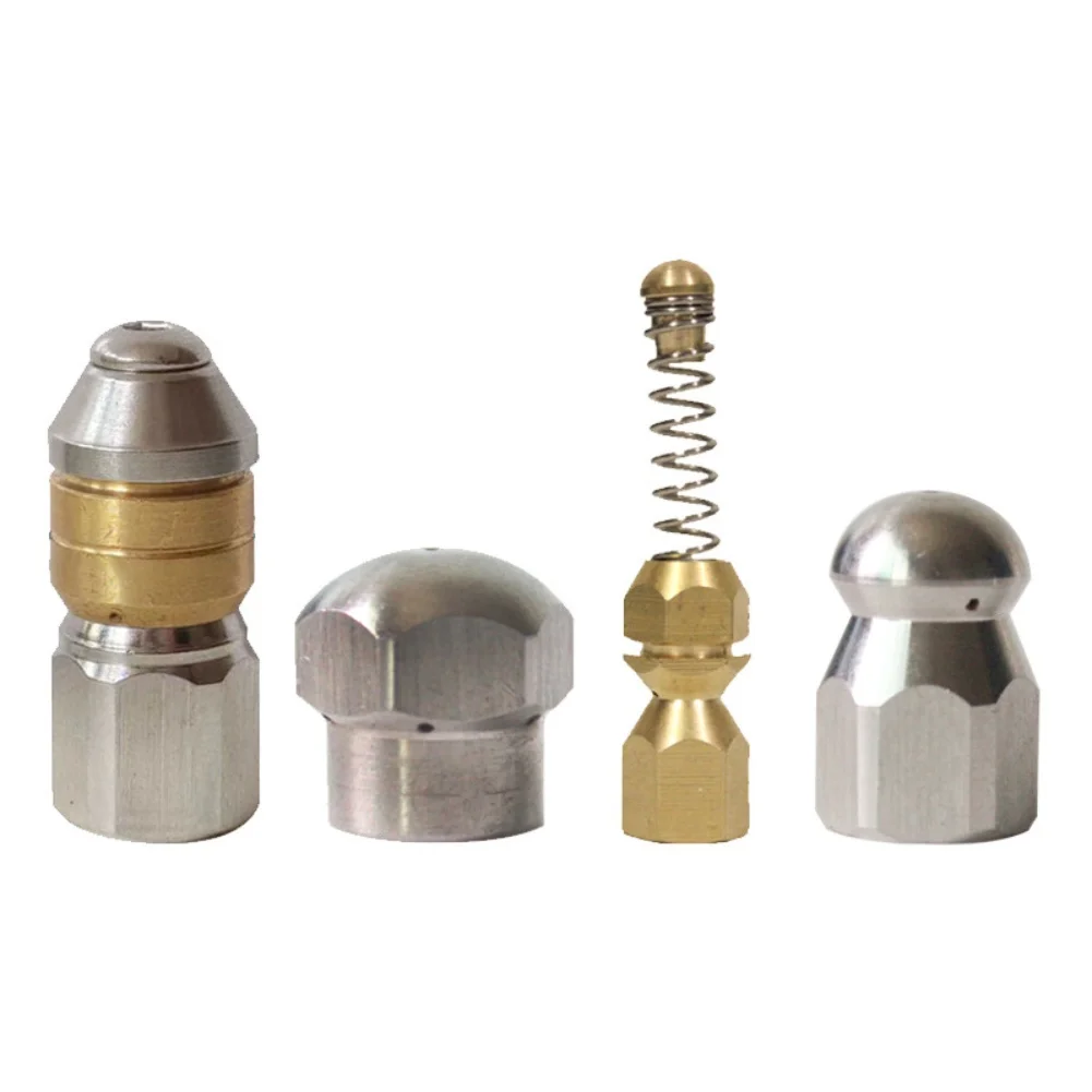 4pcs Sewer Cleaning Spray Head Pipeline Cleaning Nozzle Set Stainless Steel Drain Cleaning Nozzle For Effective Clogs