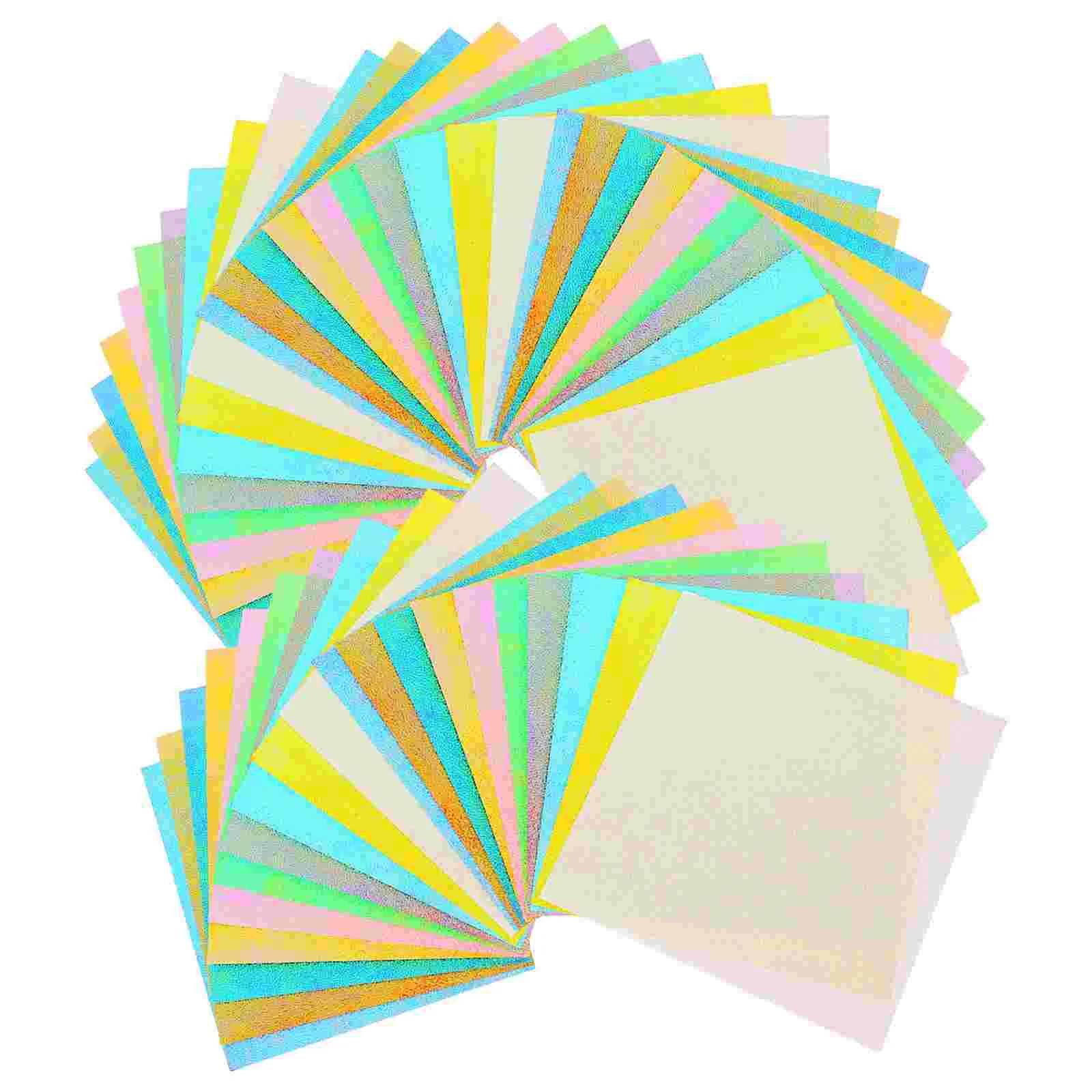 

50 Pcs Square Paper Iridescent Colorful Fold Towels Crafts Colored Folding Child Wrapping
