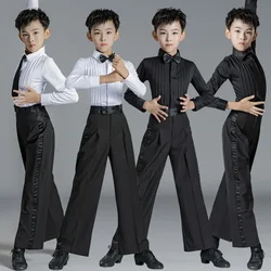 Boy Latin Ballroom Costume Children Latin Rumba Samba Dancewear Latin Dance Competition Clothes Tango Salsa Costume for Stage