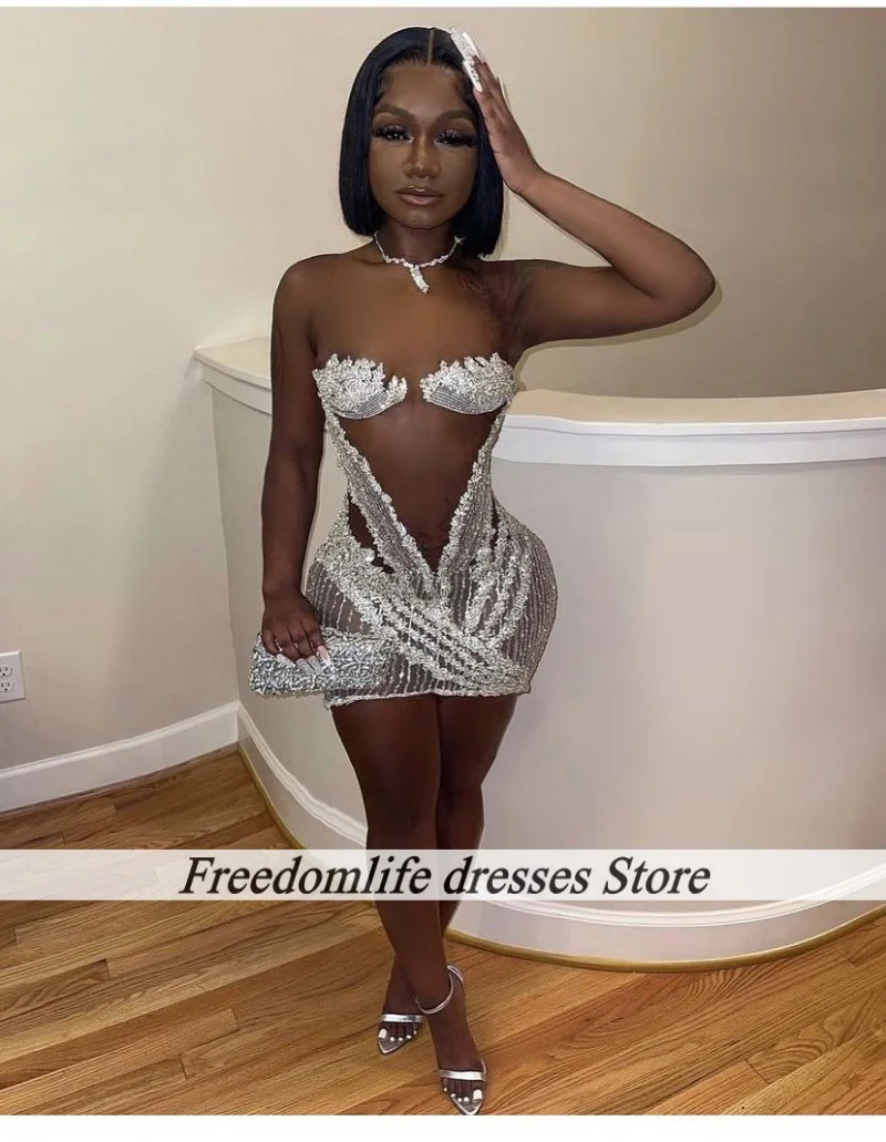 Sexy ver através de tule vestidos de aniversário para meninas nigerianas requintado renda applique vestidos de baile vestido de baile luxo personalizado