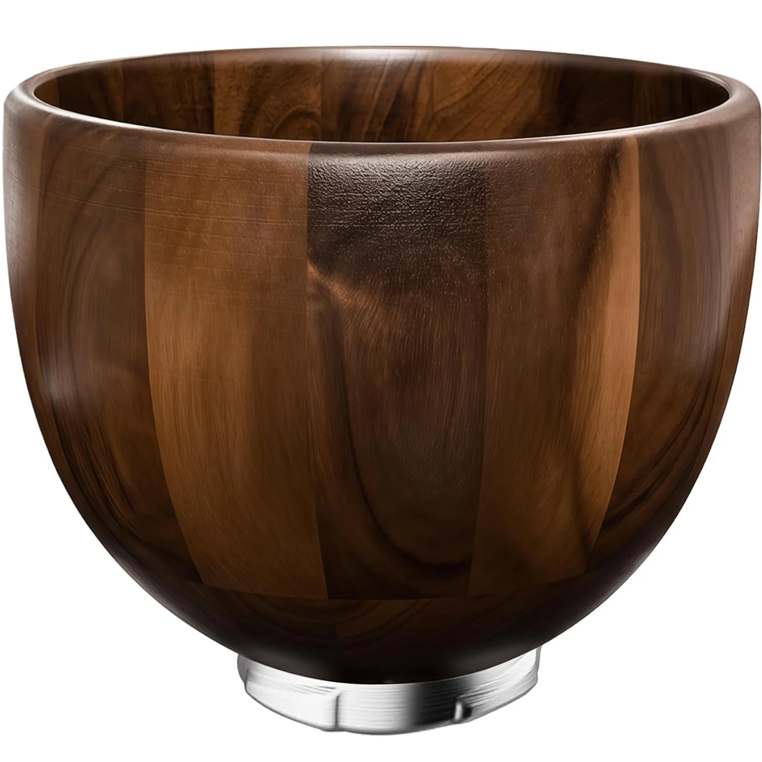 Tazón Mezclador de Madera de Nogal de 5QT para Batidoras KitchenAid de 4.5 y 5QT con Cabezal Inclinable, Hecho a Mano con Nogal Natural y Base de Acero Inoxidable con Bloqueo