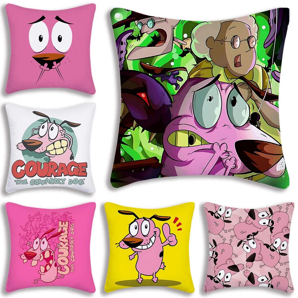 Cartoon C-COURAGE Pillow Covers Cartoon Sofa Decorative Home Double-sided Printing Short Plush Cute Cushion Cover C-Cowardly Dog