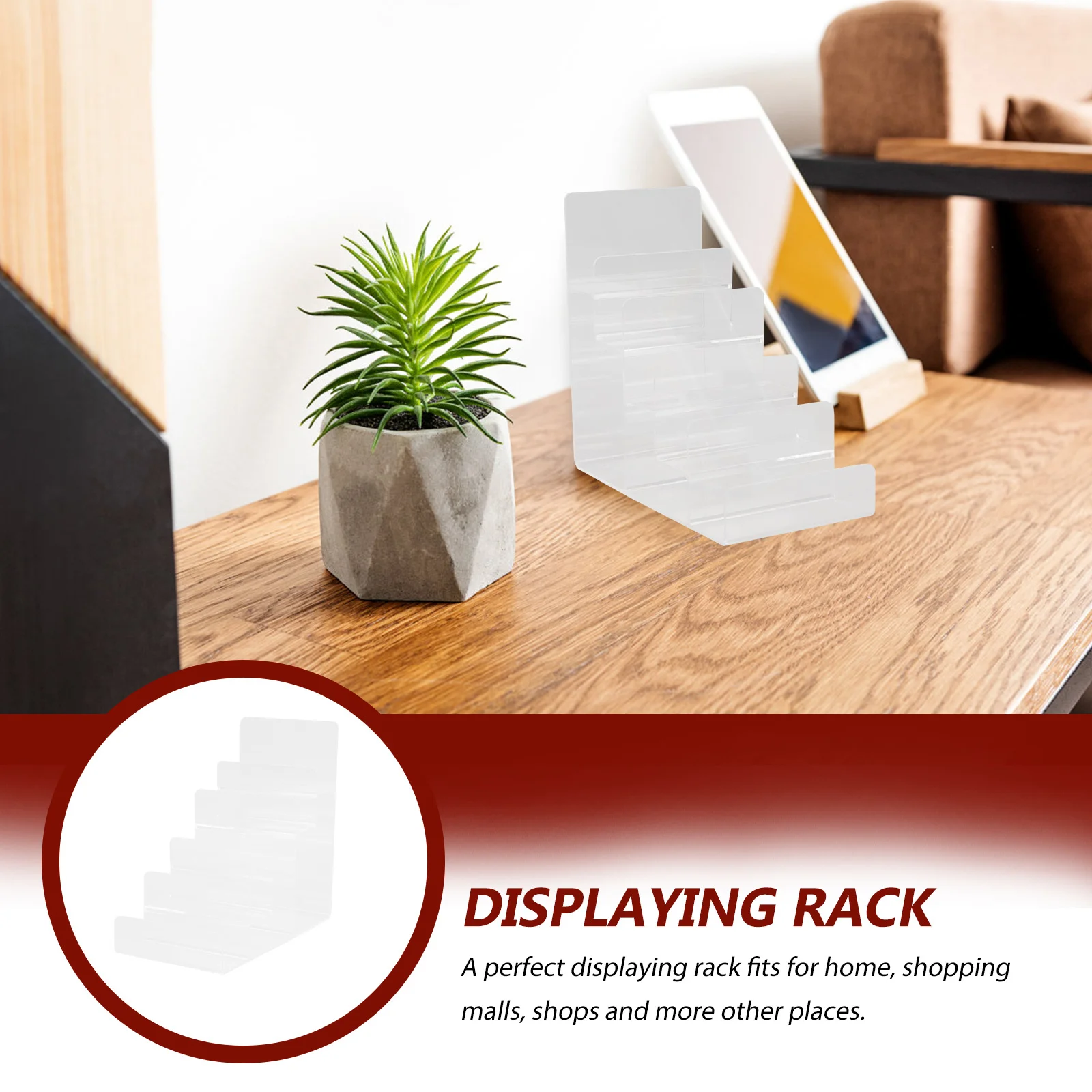 

Multi-Layer Wallet Display Rack Acrylic Sturdy Tabletop Stand For Home Shop Mall Ladder Shape Holder