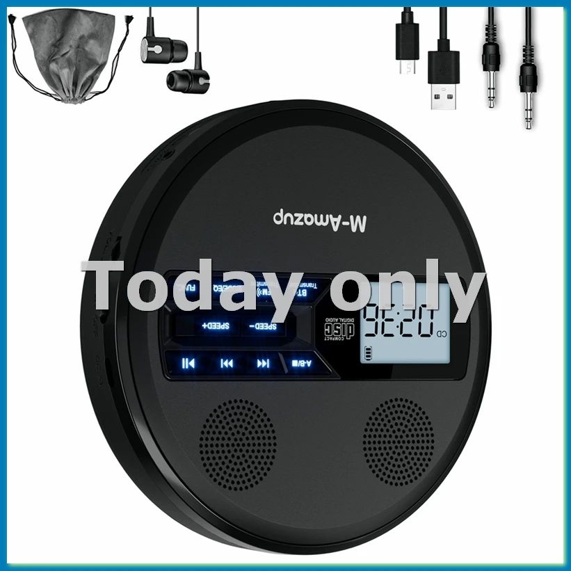 

Многофункциональный проигрыватель компакт-дисков Discman с Bluetooth, FM, наушниками, повторителем, обучающей машиной, стереодинамиком USB Black-A23U