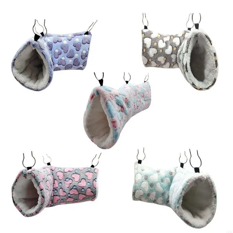 

U6XC Small Animal Hanging Hammock Warm Plush Bed Tunnel Toy for Hamster Squirrels