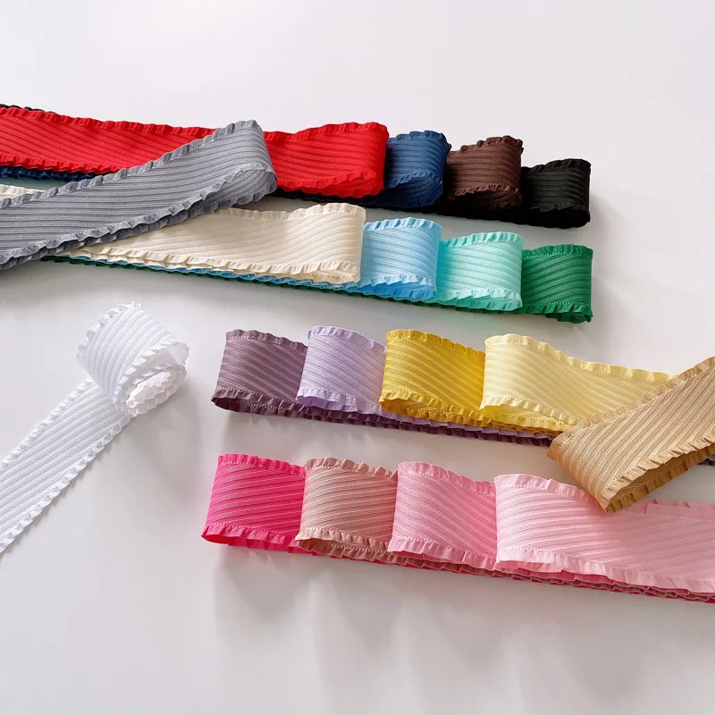 

Grosgrain Ruffle Twill Ribbon 50Yards 25mm 38mm DIY Headwear Crafts Handmade Accessories Material Pleated Flounce Stripe Tape