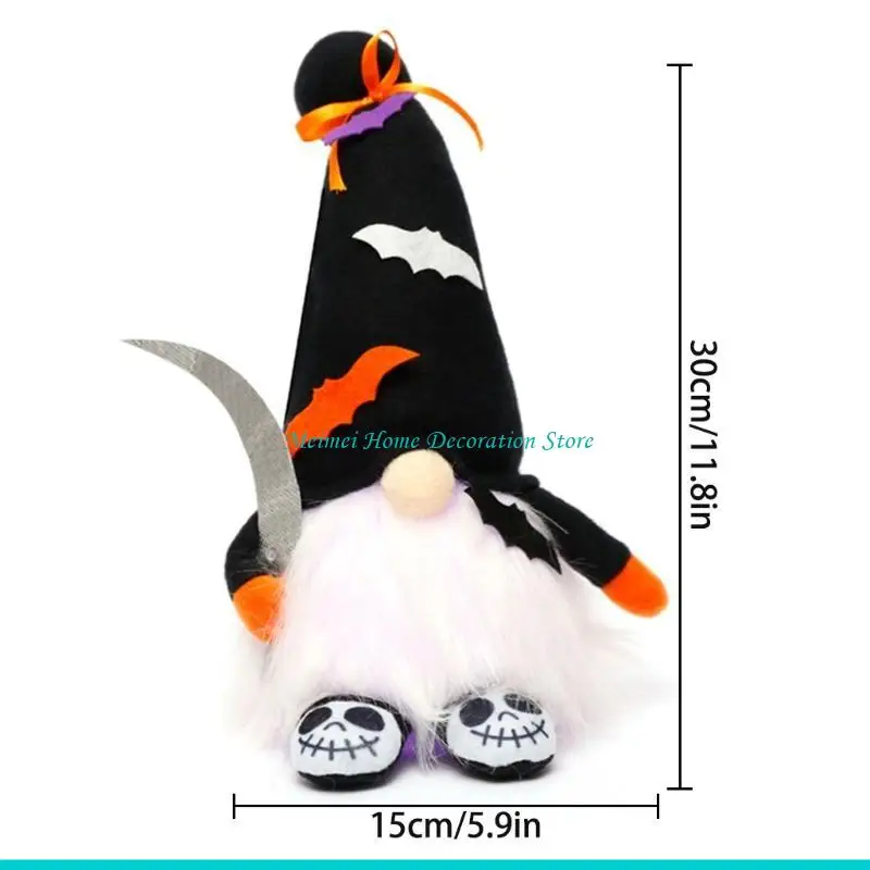 H7BF 12 "Halloween Halloween Gnome Plush for Doll المصنوعة يدويًا تومتي توم التماثيل السويدية ديكورات حفلات العطلات