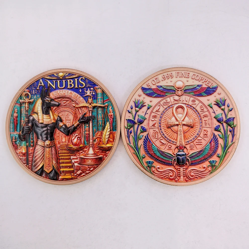 5 Types 5 OZ Ancient Egypt Mythical Gods .999 Fine Copper Commemorative Coin Ra Anubis Isis Osiris Thoth Collection Gift