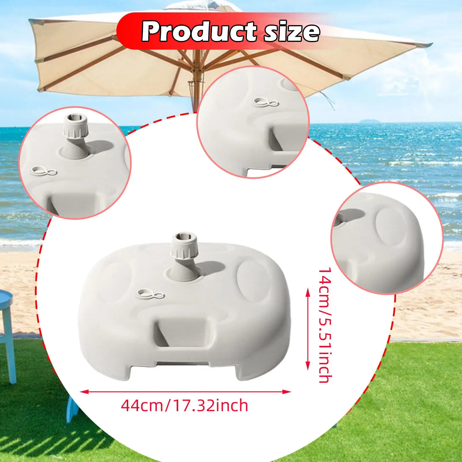 Patio Umbrella Base Plastic Stand Refillable Water Sand Weighted Holder Outdoor Shade Accessory for Garden Beach Terrace