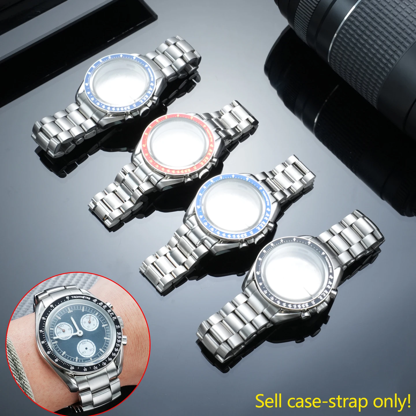 Upgrade stainless steel case mod kit 42mm Case For Swatch&Omega Moonswatch Bezel Stainless Steel Watchband men Watch Accessories