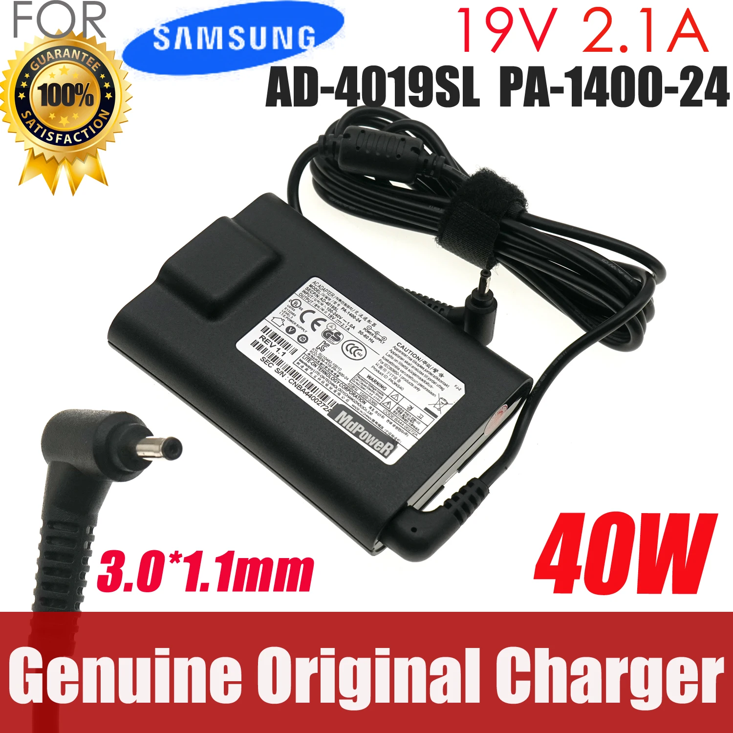 

Оригинальный адаптер переменного тока 19 В 2,1 А 40 Вт PA-1400-24 AD-4019SL для Samsung NP900X1B NP900X3C NP900X3E NP900X4D AA-PA3NS40 зарядное устройство для ноутбука